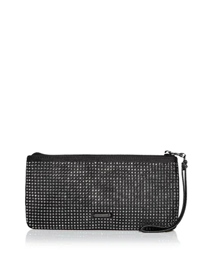 Rebecca Minkoff Crystal Embellished Wristlet In Black