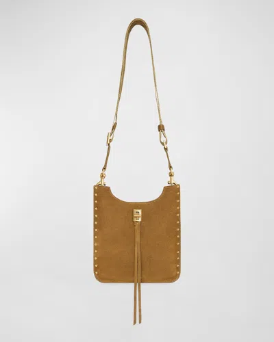 Rebecca Minkoff Darren Feed Mini Leather Crossbody Bag In Honey