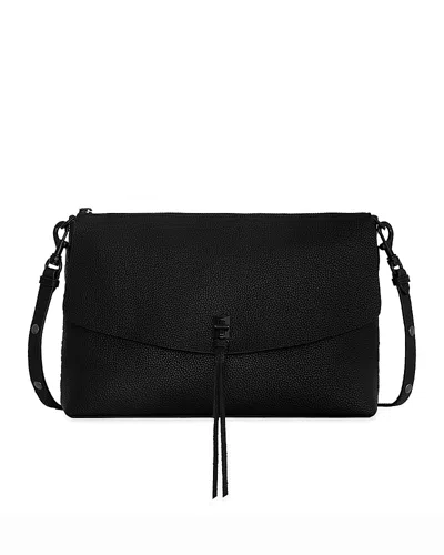 Rebecca Minkoff Darren Large Top Zip Leather Crossbody In Black
