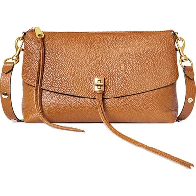 Rebecca Minkoff Darren Small Leather Top Zip Crossbody In Caramello