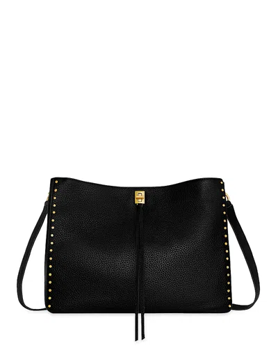Rebecca Minkoff Darren Medium Leather Shoulder Bag In Black