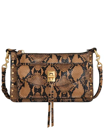 Rebecca Minkoff Darren Mini Top Zip Leather Crossbody In Brown