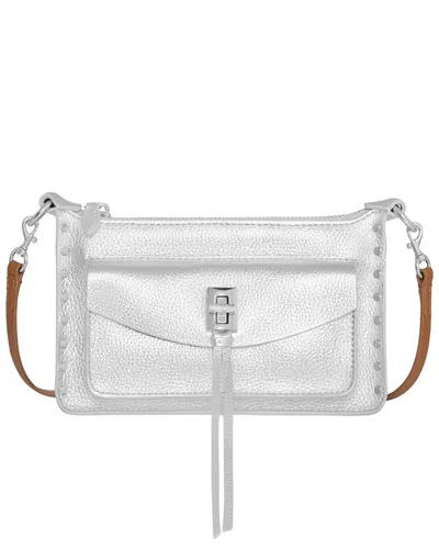 Rebecca Minkoff Darren Mini Top Zip Leather Crossbody In Silver