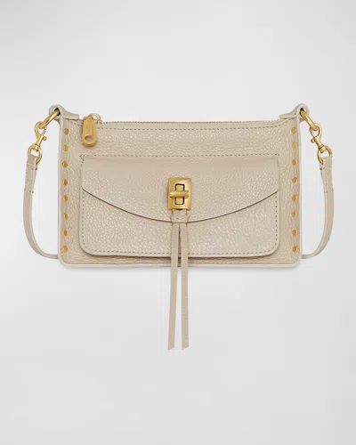 Rebecca Minkoff Darren Mini Zip Leather Crossbody Bag In Stone