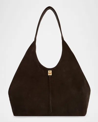 Rebecca Minkoff Darren Signature Suede Shoulder Bag In Fondant