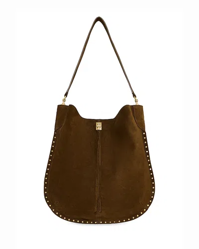 Rebecca Minkoff Darren Slim Large Suede Hobo Bag In Brown