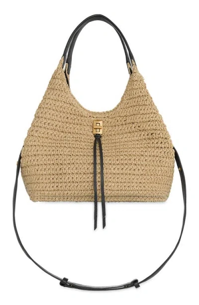 Rebecca Minkoff Darren Carrysome Medium Raffia Satchel In Brown