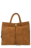Rebecca Minkoff Darren Stud Suede Tote Bag In Brown