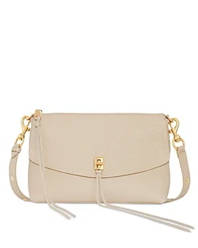 Rebecca Minkoff Darren Top Zip Leather Shoulder Bag In Stone