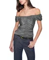 Rebecca Minkoff Devin Off The Shoulder Ruched Top In Gray
