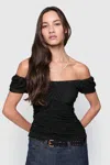 Rebecca Minkoff Devin Off Shoulder Top In True Black