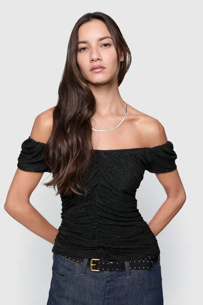 Rebecca Minkoff Devin Off Shoulder Top In True Black