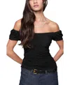 Rebecca Minkoff Devin Off The Shoulder Ruched Top In True Black