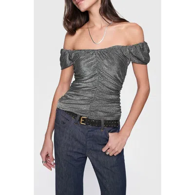 Rebecca Minkoff Devin Off The Shoulder Ruched Top In Grey