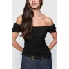 Rebecca Minkoff Devin Off The Shoulder Ruched Top In True Black