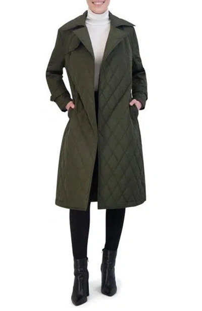 Rebecca Minkoff Diamond Quilted Trench Coat In Forest