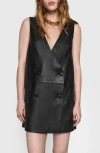 Rebecca Minkoff Double Breasted Leather Minidress In True Black
