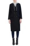 Rebecca Minkoff Double Breasted Longline Coat With Jersey Hooded Bib In Black