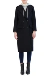 Rebecca Minkoff Double Breasted Longline Coat With Jersey Hooded Bib In Black/grey