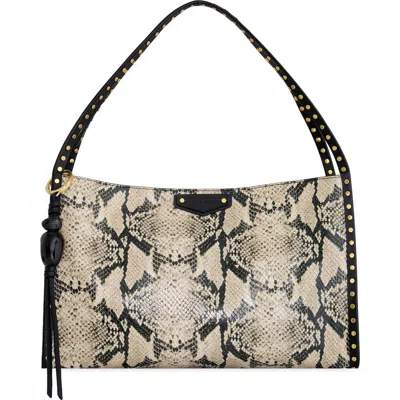 Rebecca Minkoff Dylan Snake Embossed Leather Shoulder Bag In Oro Snake