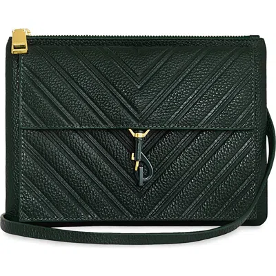 Rebecca Minkoff Edie Chevron Embossed Leather Top Zip Crossbody Bag In Dark Envy