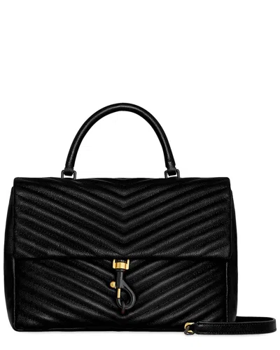 Rebecca Minkoff Edie Chevron Quilt Leather Shoulder Bag In Black