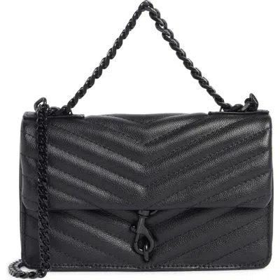Rebecca Minkoff Edie Chevron Quilted Leather Shoulder Bag In Black