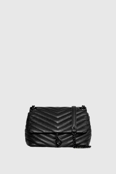 Rebecca Minkoff Edie Crossbody Bag In Black/black Shellac