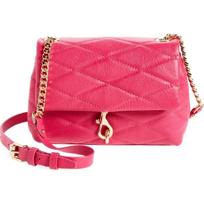 Rebecca Minkoff Edie Diamond Quilt Leather Crossbody Bag In Pink