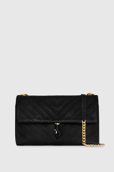 Rebecca Minkoff Edie Embossed Large Shoulder Bag In Black