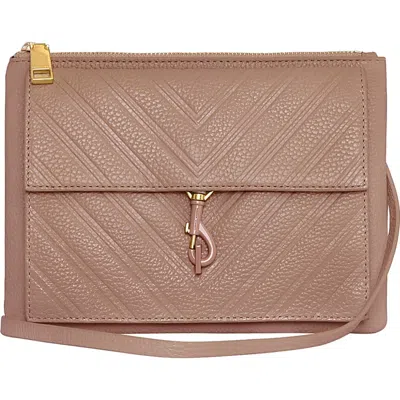 Rebecca Minkoff Edie Embossed Top Zip Crossbody Bag In Blushing
