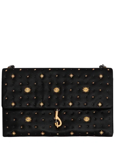 Rebecca Minkoff Edie Evil Eye Large Leather Shoulder Bag In Black