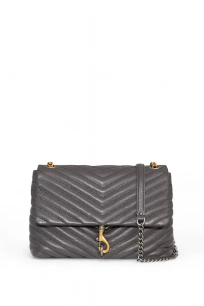 Rebecca Minkoff Edie Flap Shoulder Bag In Graphite In Pink