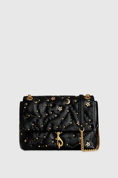 Rebecca Minkoff Edie Flap Shoulder With Celestial Studs Bag In Black