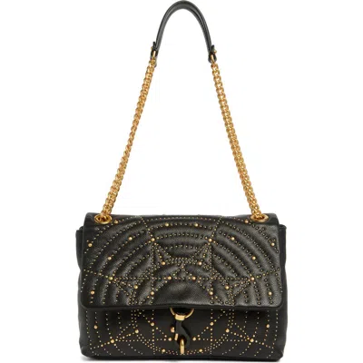 Rebecca Minkoff Edie Flap Studded Leather Shoulder Bag In Black