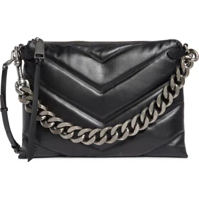 Rebecca Minkoff Edie Maxi Leather Crossbody Bag In Black