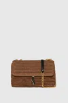 Rebecca Minkoff Medium Edie Woven Convertible Crossbody Bag In Tawny/black
