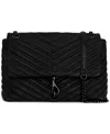 Rebecca Minkoff Edie Medium Leather Flap Shoulder Bag In Black
