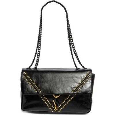 Rebecca Minkoff Edie Medium Studded Leather Crossbody Bag In Black