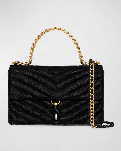 Rebecca Minkoff Edie Mini Quilted Leather Chain Crossbody Bag In Black