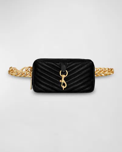 Rebecca Minkoff Edie Quilted Chain Belt Bag In Black