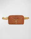 Rebecca Minkoff Edie Quilted Chain Belt Bag In Caramello