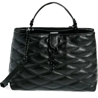 Rebecca Minkoff Edie Quilted Leather Top Handle Satchel In Black