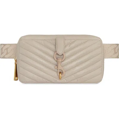Rebecca Minkoff Edie Quilted Nylon Belt Bag In Stone