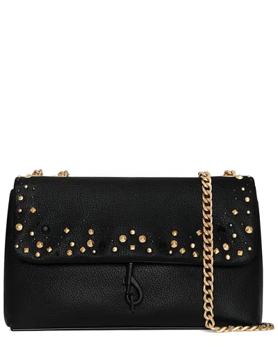 Rebecca Minkoff Edie Studded Medium Leather Crossbody In Black