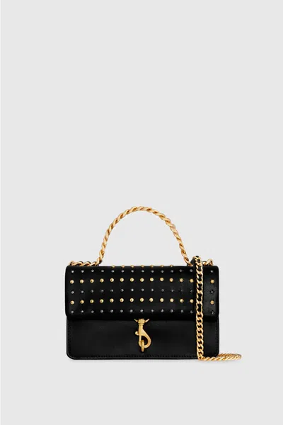 Rebecca Minkoff Edie Studded Mini Crossbody On A Chain Bag In Burgundy