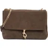 Rebecca Minkoff Edie Suede Flap Shoulder Bag In Porcini