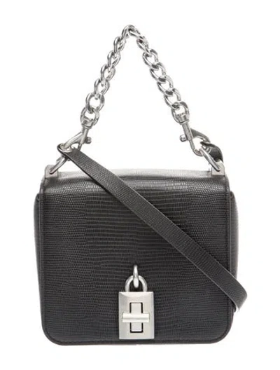 Pre-owned Rebecca Minkoff Embossed Leather Top Handle Bag In Black