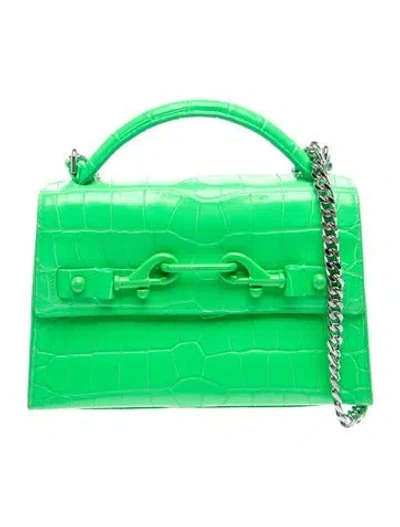 Pre-owned Rebecca Minkoff Embossed Leather Top Handle Bag In Green
