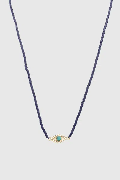 Rebecca Minkoff Evil Eye Seed Bead Necklace In Gold